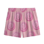 Pink Swirl Lollipop Pattern Print Mesh Shorts