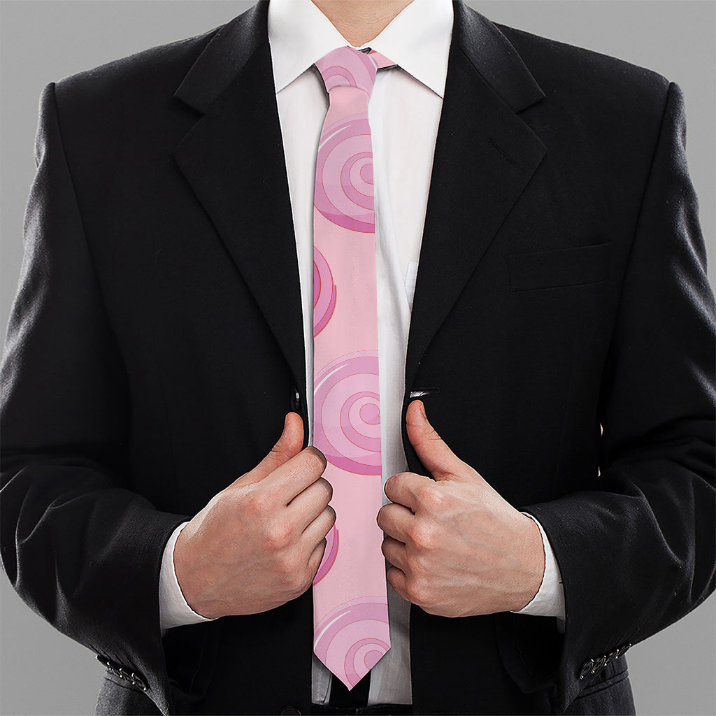 Pink Swirl Lollipop Pattern Print Necktie