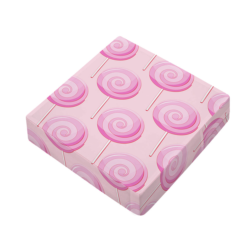 Pink Swirl Lollipop Pattern Print Outdoor Seat Cushion Cover