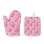 Pink Swirl Lollipop Pattern Print Oven Mitt And Pot Holder Set