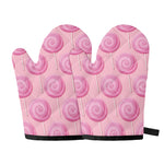 Pink Swirl Lollipop Pattern Print Oven Mitts