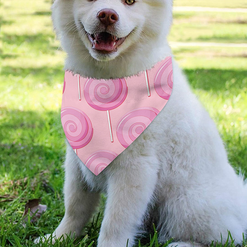 Pink Swirl Lollipop Pattern Print Over The Collar Dog Bandana