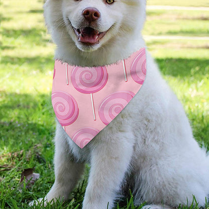 Pink Swirl Lollipop Pattern Print Over The Collar Dog Bandana