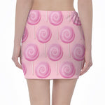 Pink Swirl Lollipop Pattern Print Pencil Mini Skirt
