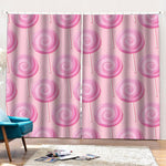 Pink Swirl Lollipop Pattern Print Pencil Pleat Curtains