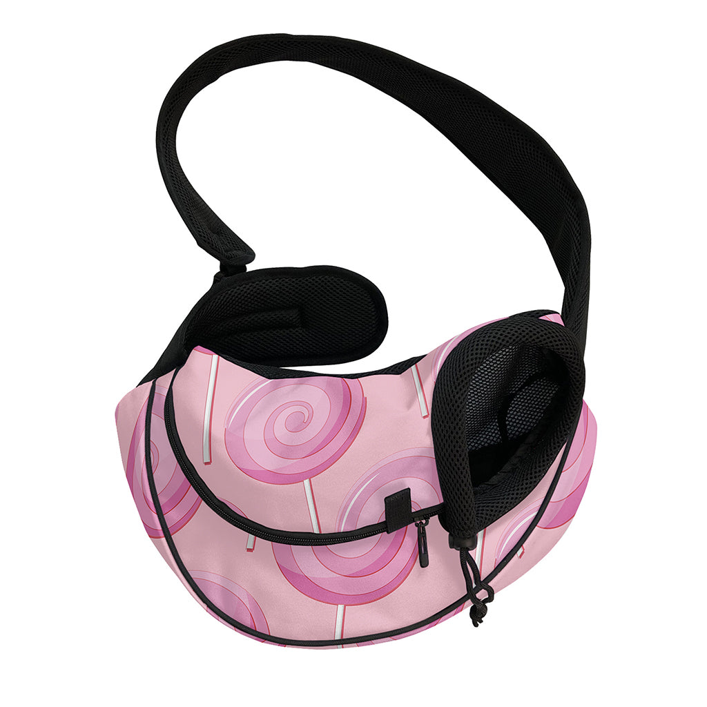 Pink Swirl Lollipop Pattern Print Pet Sling Carrier