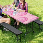 Pink Swirl Lollipop Pattern Print Picnic Table Cover