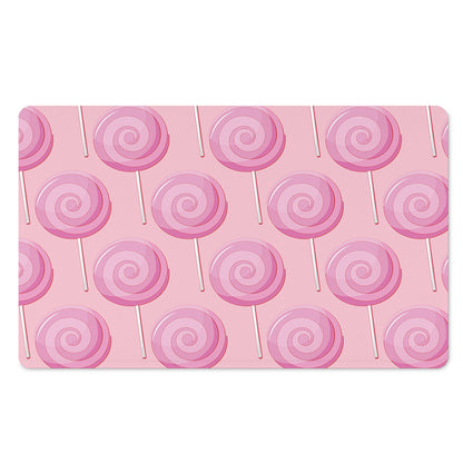 Pink Swirl Lollipop Pattern Print Polyester Doormat