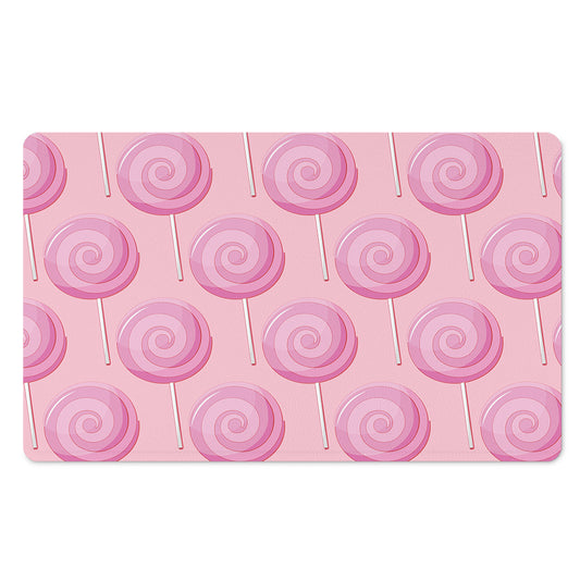 Pink Swirl Lollipop Pattern Print Polyester Doormat