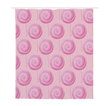 Pink Swirl Lollipop Pattern Print Polyester Shower Curtain
