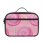 Pink Swirl Lollipop Pattern Print Portable Lunch Bag