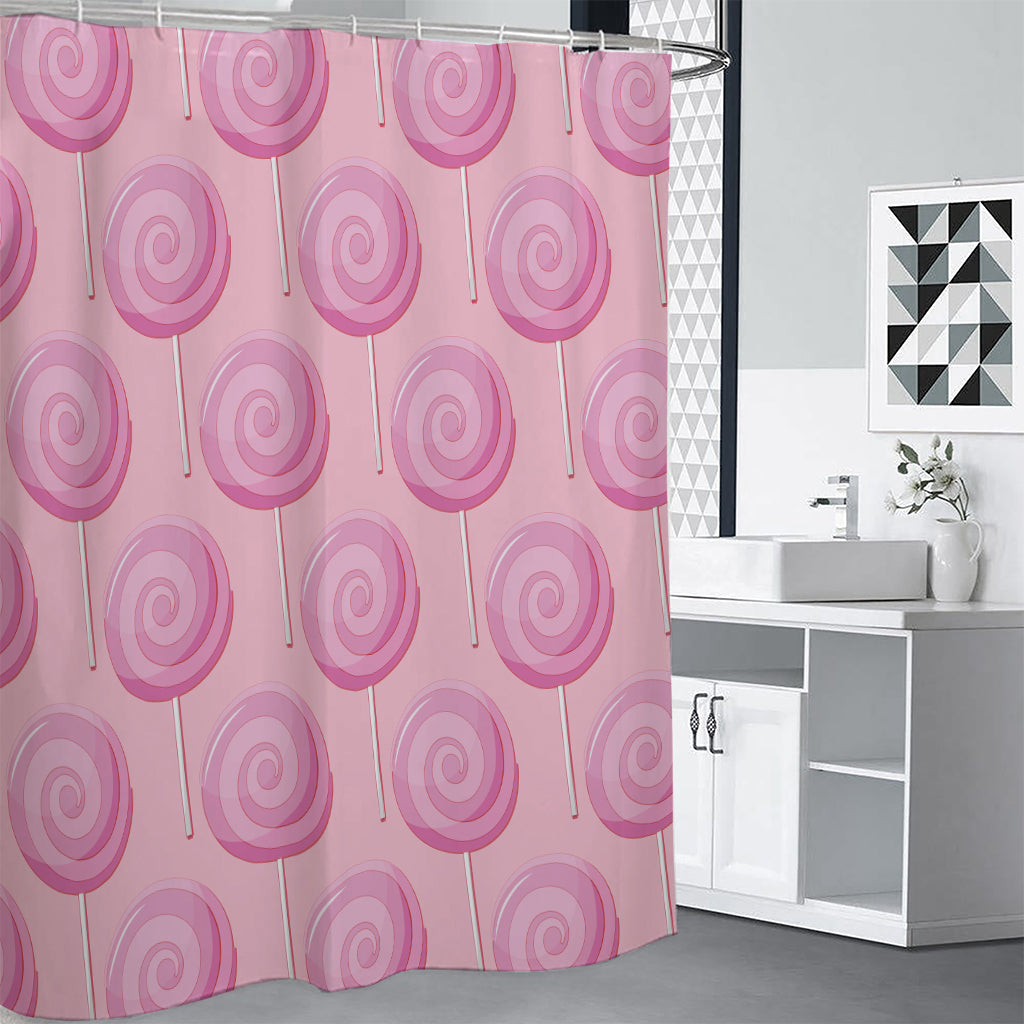 Pink Swirl Lollipop Pattern Print Premium Shower Curtain
