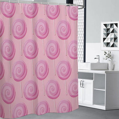 Pink Swirl Lollipop Pattern Print Premium Shower Curtain