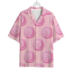 Pink Swirl Lollipop Pattern Print Rayon Hawaiian Shirt