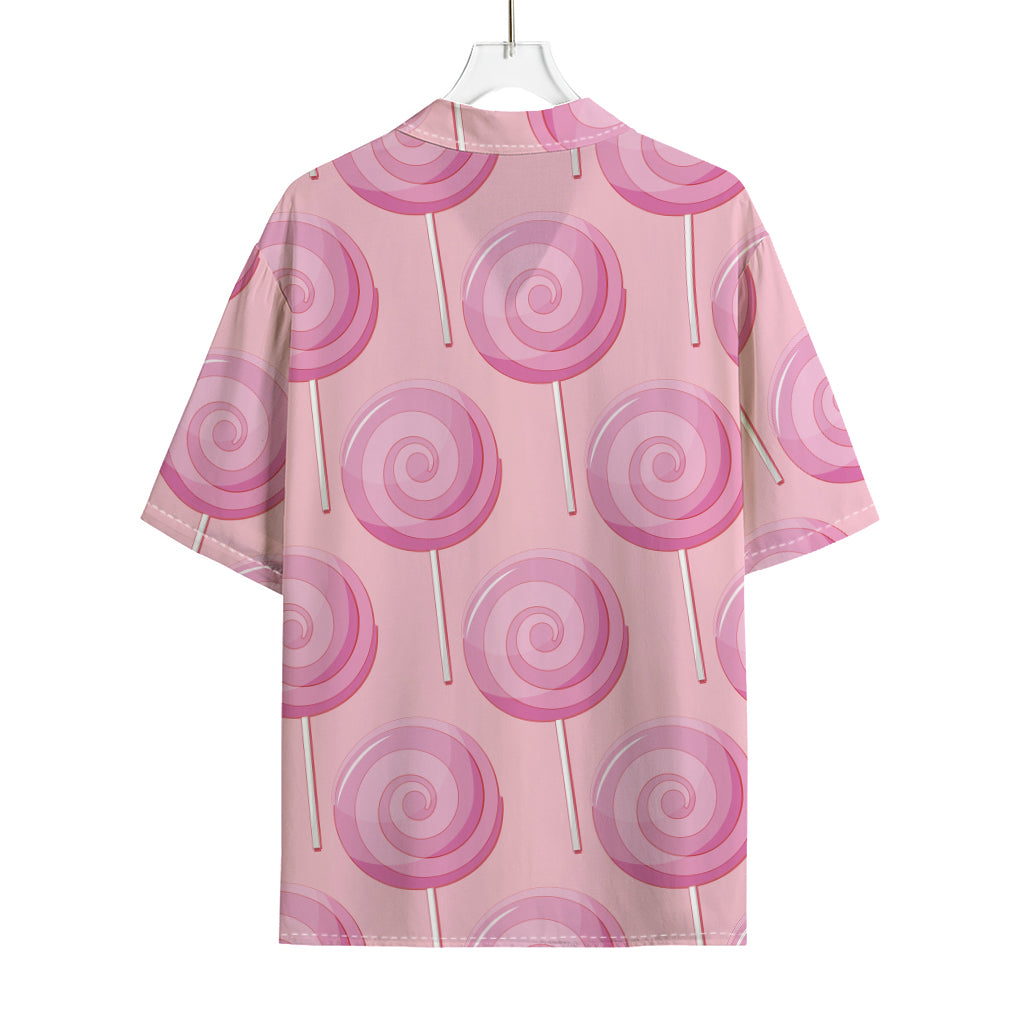 Pink Swirl Lollipop Pattern Print Rayon Hawaiian Shirt