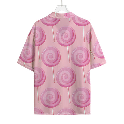 Pink Swirl Lollipop Pattern Print Rayon Hawaiian Shirt