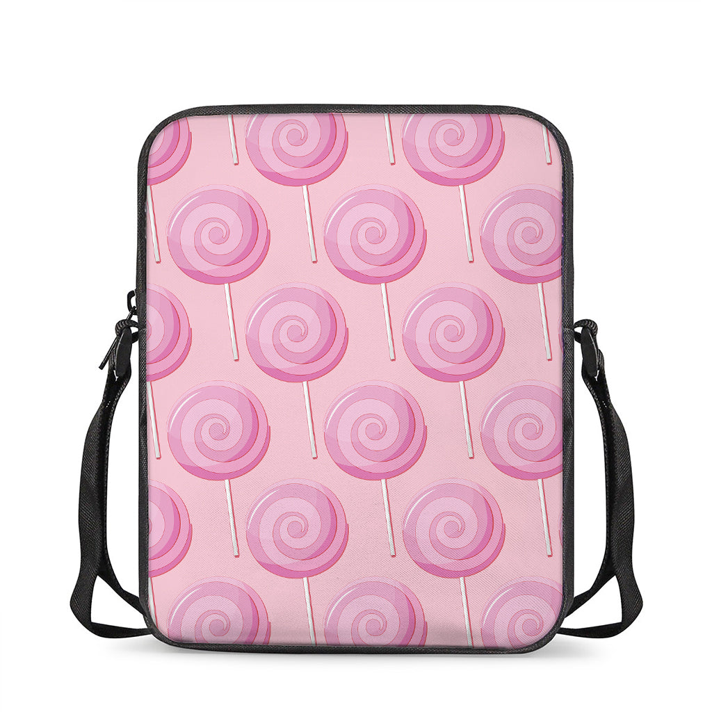 Pink Swirl Lollipop Pattern Print Rectangular Crossbody Bag