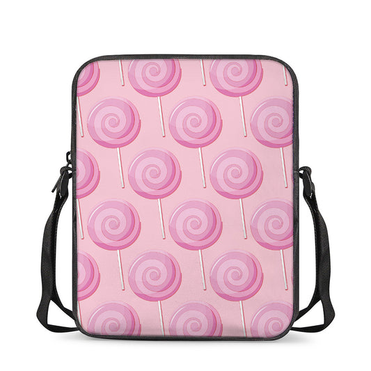Pink Swirl Lollipop Pattern Print Rectangular Crossbody Bag