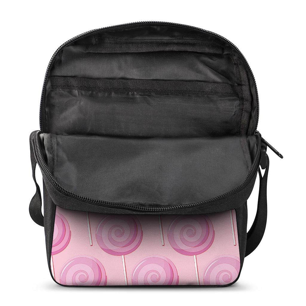 Pink Swirl Lollipop Pattern Print Rectangular Crossbody Bag