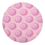 Pink Swirl Lollipop Pattern Print Round Blanket