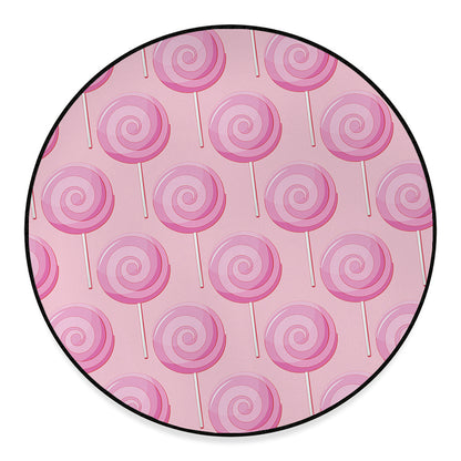 Pink Swirl Lollipop Pattern Print Round Floor Mat
