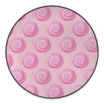 Pink Swirl Lollipop Pattern Print Round Floor Mat