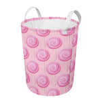 Pink Swirl Lollipop Pattern Print Round Laundry Basket