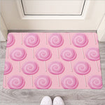 Pink Swirl Lollipop Pattern Print Rubber Doormat