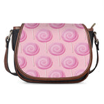 Pink Swirl Lollipop Pattern Print Saddle Bag