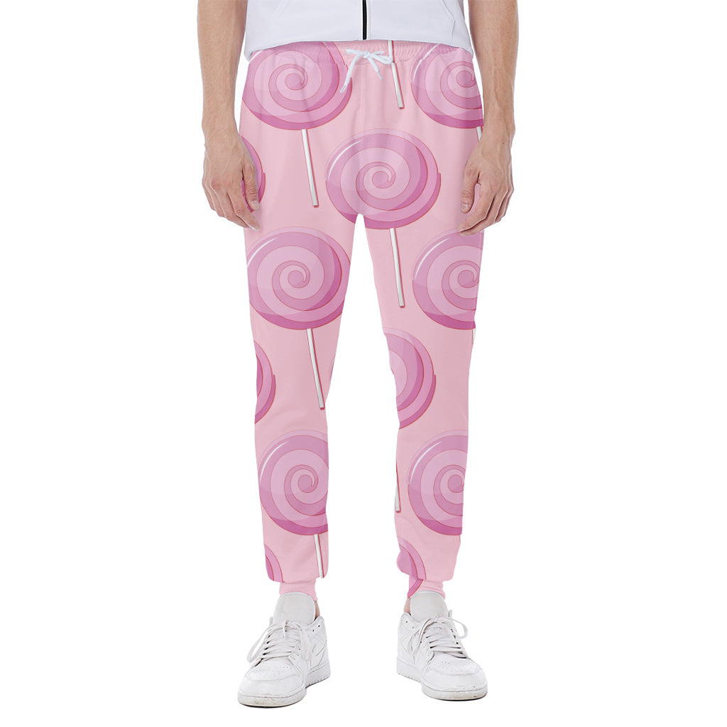 Pink Swirl Lollipop Pattern Print Scuba Joggers