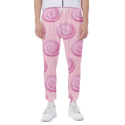 Pink Swirl Lollipop Pattern Print Scuba Joggers
