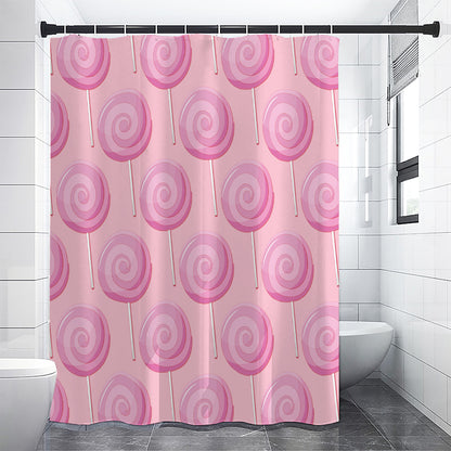 Pink Swirl Lollipop Pattern Print Shower Curtain