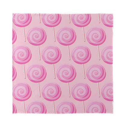 Pink Swirl Lollipop Pattern Print Silk Bandana
