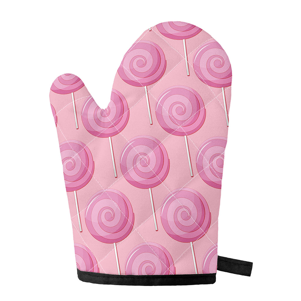 Pink Swirl Lollipop Pattern Print Single Oven Mitt