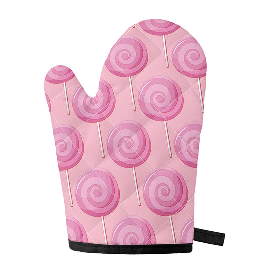 Pink Swirl Lollipop Pattern Print Single Oven Mitt