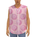 Pink Swirl Lollipop Pattern Print Sleeveless Baseball Jersey