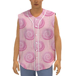Pink Swirl Lollipop Pattern Print Sleeveless Baseball Jersey