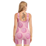 Pink Swirl Lollipop Pattern Print Sleeveless One Piece Swimsuit