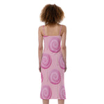 Pink Swirl Lollipop Pattern Print Slim Fit Midi Cami Dress