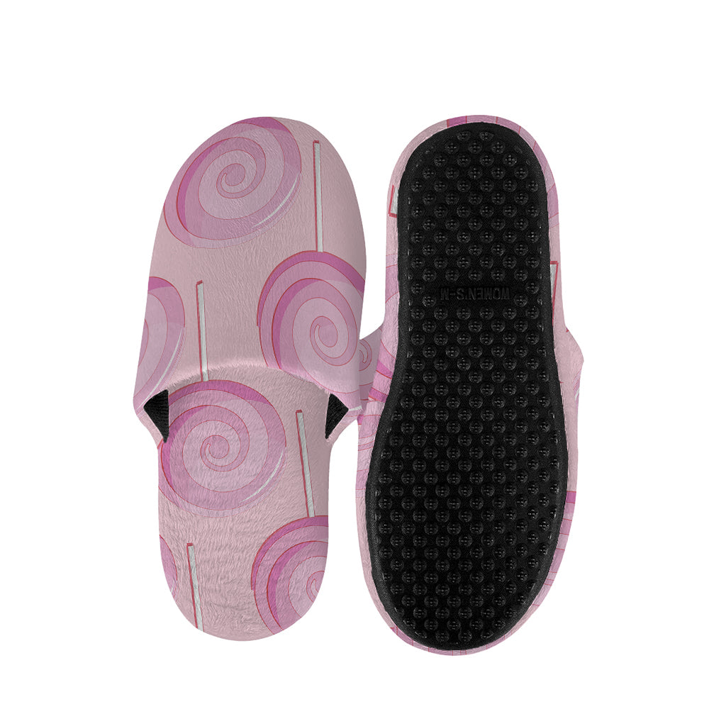Pink Swirl Lollipop Pattern Print Slippers