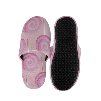 Pink Swirl Lollipop Pattern Print Slippers
