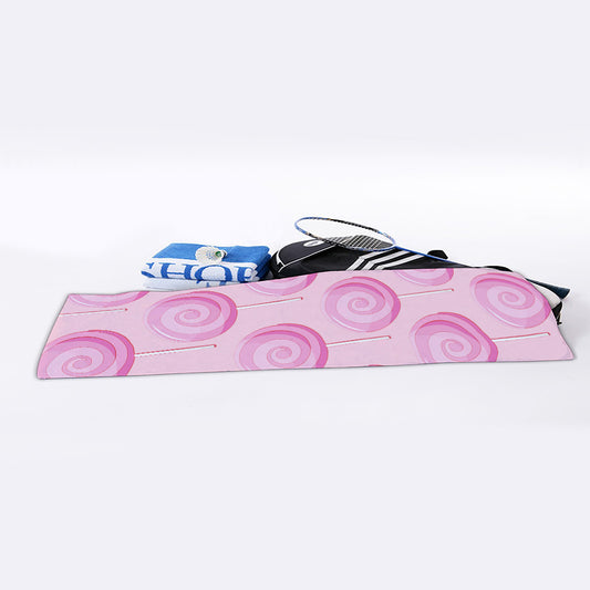 Pink Swirl Lollipop Pattern Print Sports Towel
