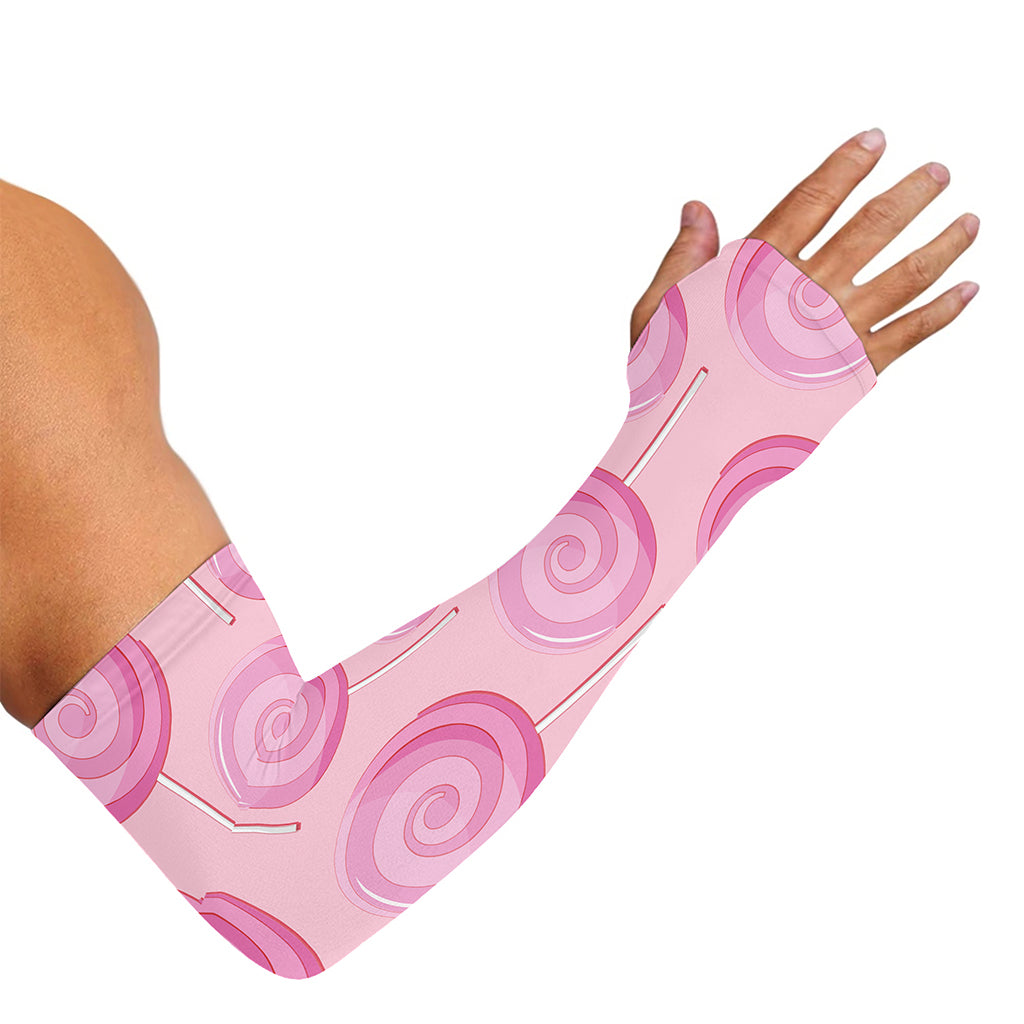 Pink Swirl Lollipop Pattern Print Sun Protection Arm Sleeves