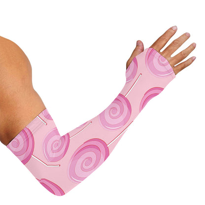 Pink Swirl Lollipop Pattern Print Sun Protection Arm Sleeves