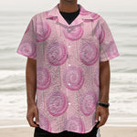 Pink Swirl Lollipop Pattern Print Textured Short Sleeve Shirt