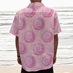 Pink Swirl Lollipop Pattern Print Textured Short Sleeve Shirt