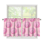 Pink Swirl Lollipop Pattern Print Tier Curtains