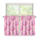 Pink Swirl Lollipop Pattern Print Tier Curtains