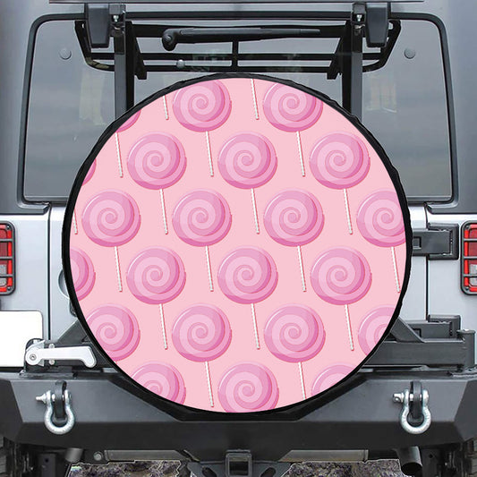 Pink Swirl Lollipop Pattern Print Tire Cover