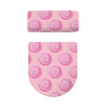 Pink Swirl Lollipop Pattern Print Toilet Lid And Tank Cover Set